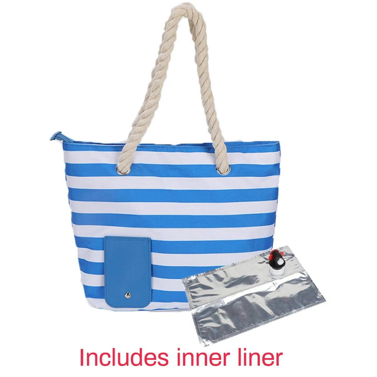 Wine Bag Picnic Tote Striped Outdoor Beach Camping Storage Bag Portable Travel