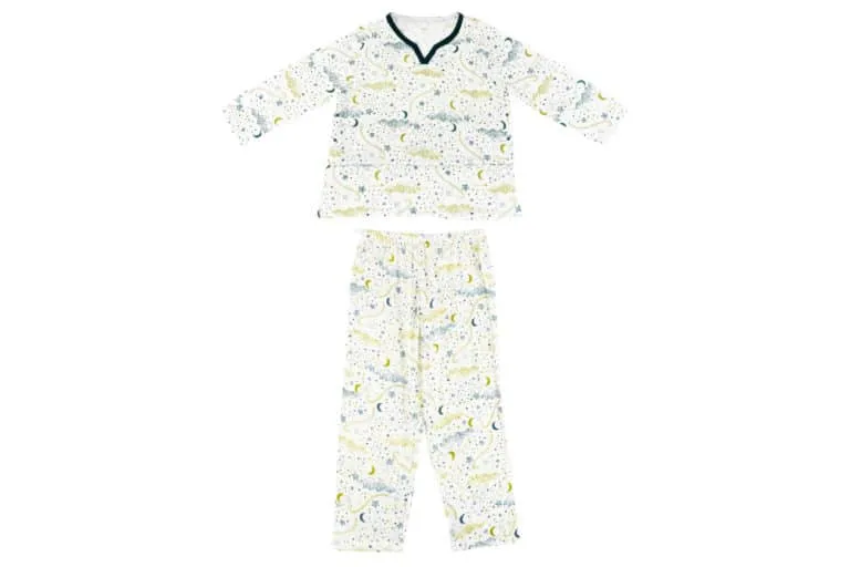 Women's Bamboo Pima 3/4 Sleeve Nursing PJ Set - Stars White