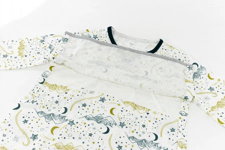Women's Bamboo Pima 3/4 Sleeve Nursing PJ Set - Stars White