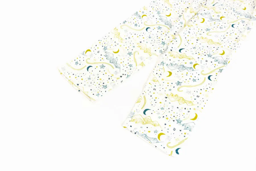 Women's Bamboo Pima 3/4 Sleeve Nursing PJ Set - Stars White