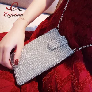 Women's High Quality Dazzling Crossbody Crystal Phone Purse