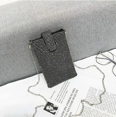 Women's High Quality Dazzling Crossbody Crystal Phone Purse