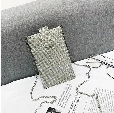 Women's High Quality Dazzling Crossbody Crystal Phone Purse
