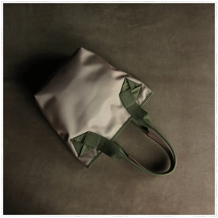 Womens Light Gray Nylon Shoulder Tote Bags Best Light Gray Nylon Tote Handbag Shopper Bags Purse for Ladies