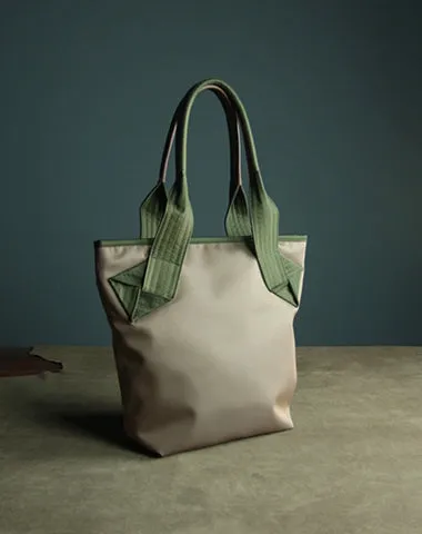 Womens Light Gray Nylon Shoulder Tote Bags Best Light Gray Nylon Tote Handbag Shopper Bags Purse for Ladies