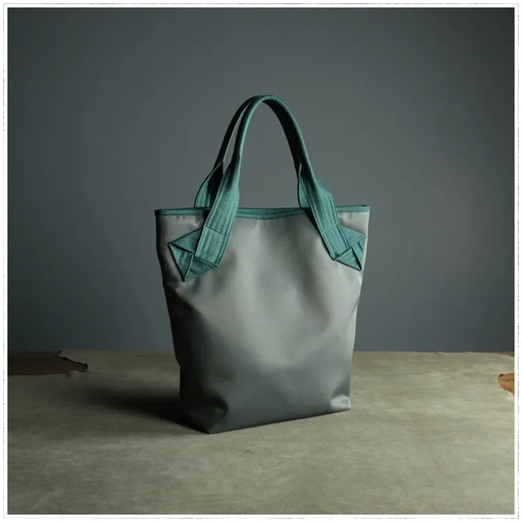 Womens Light Gray Nylon Shoulder Tote Bags Best Light Gray Nylon Tote Handbag Shopper Bags Purse for Ladies