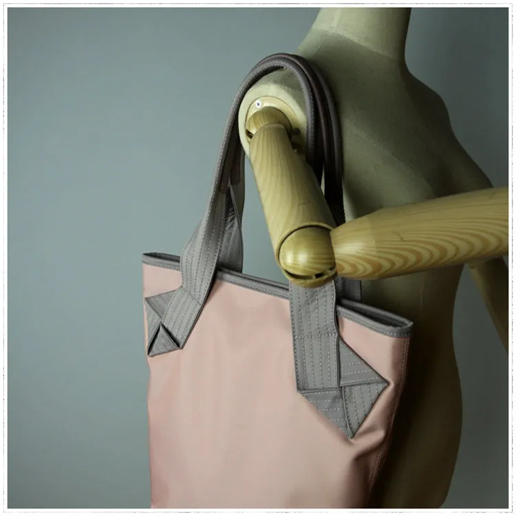 Womens Light Gray Nylon Shoulder Tote Bags Best Light Gray Nylon Tote Handbag Shopper Bags Purse for Ladies