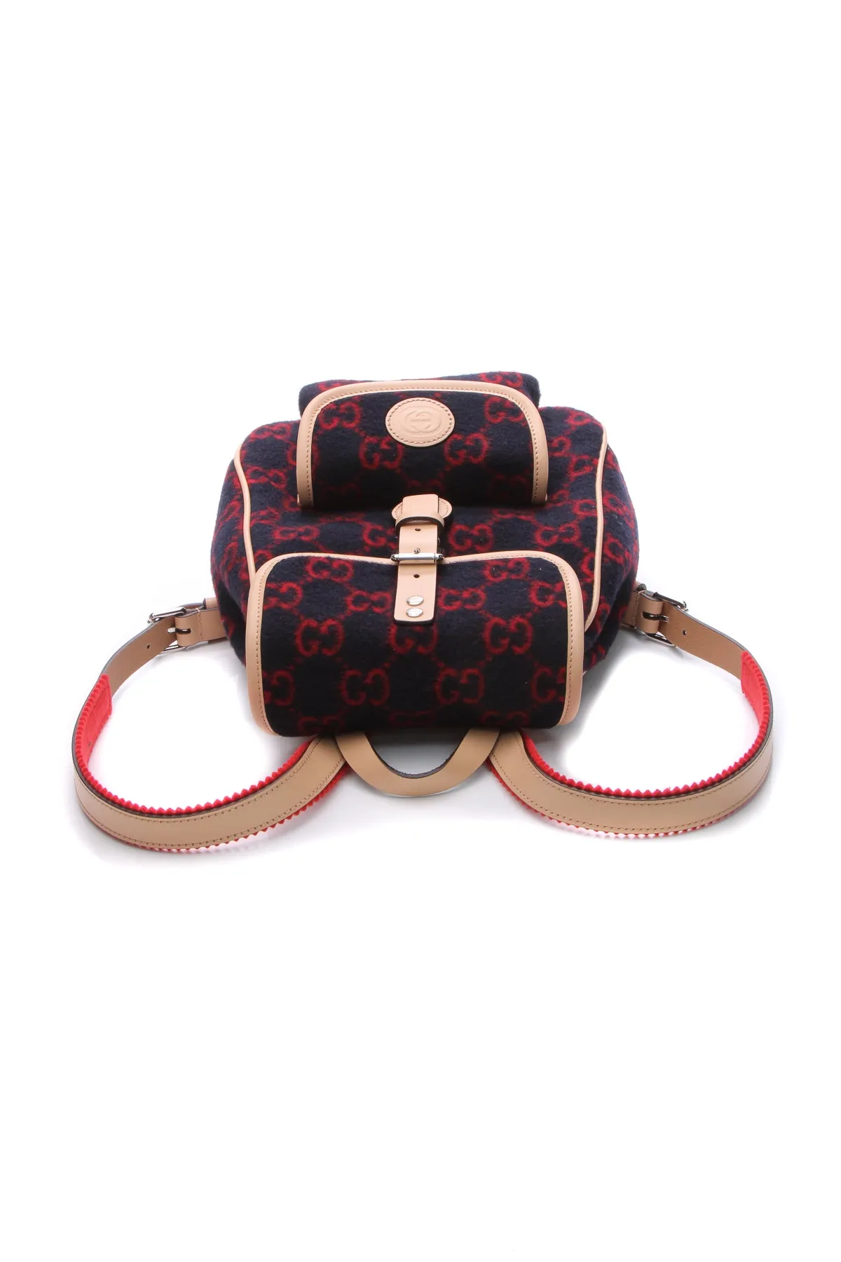Wool Children's Backpack - Navy/Red