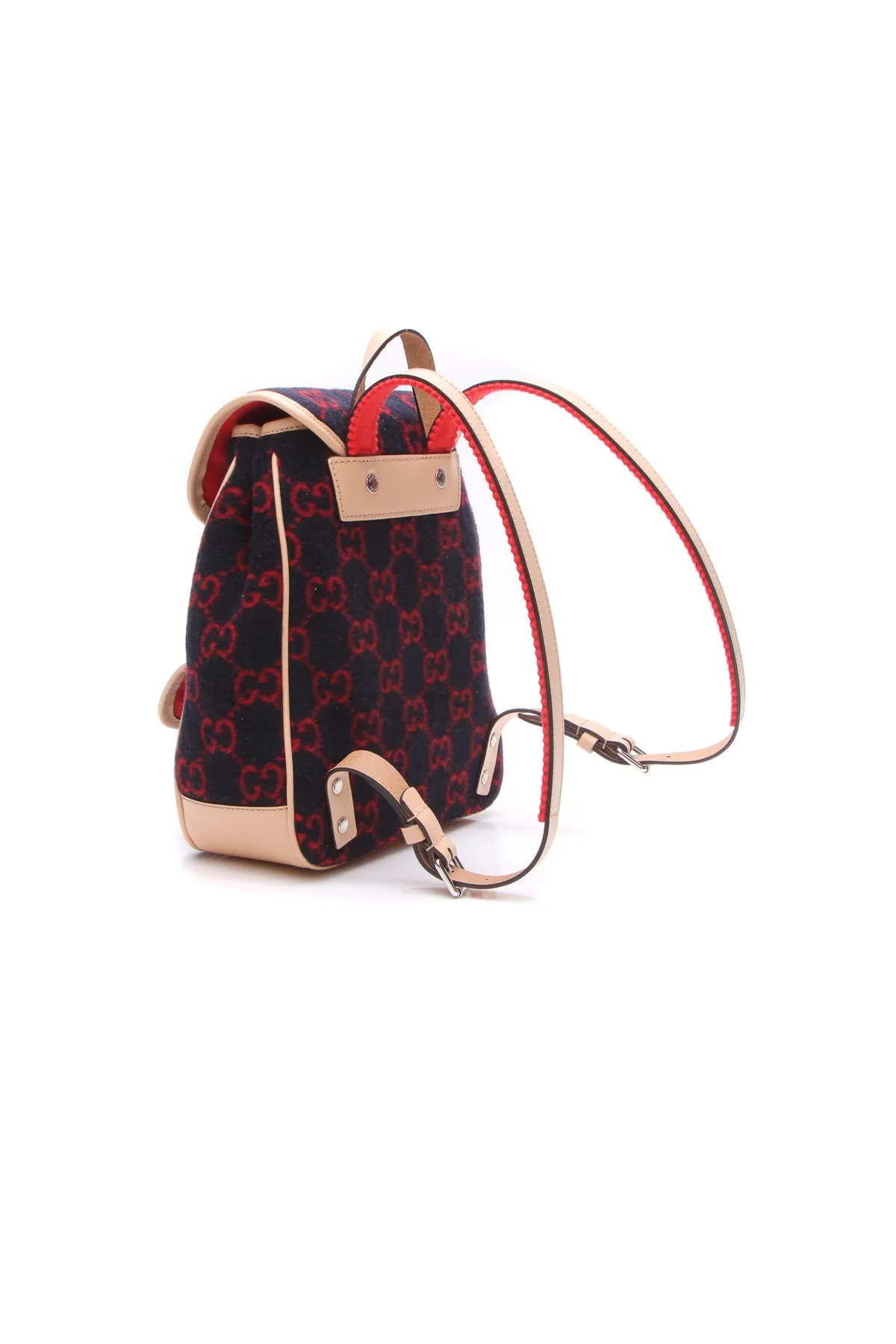 Wool Children's Backpack - Navy/Red
