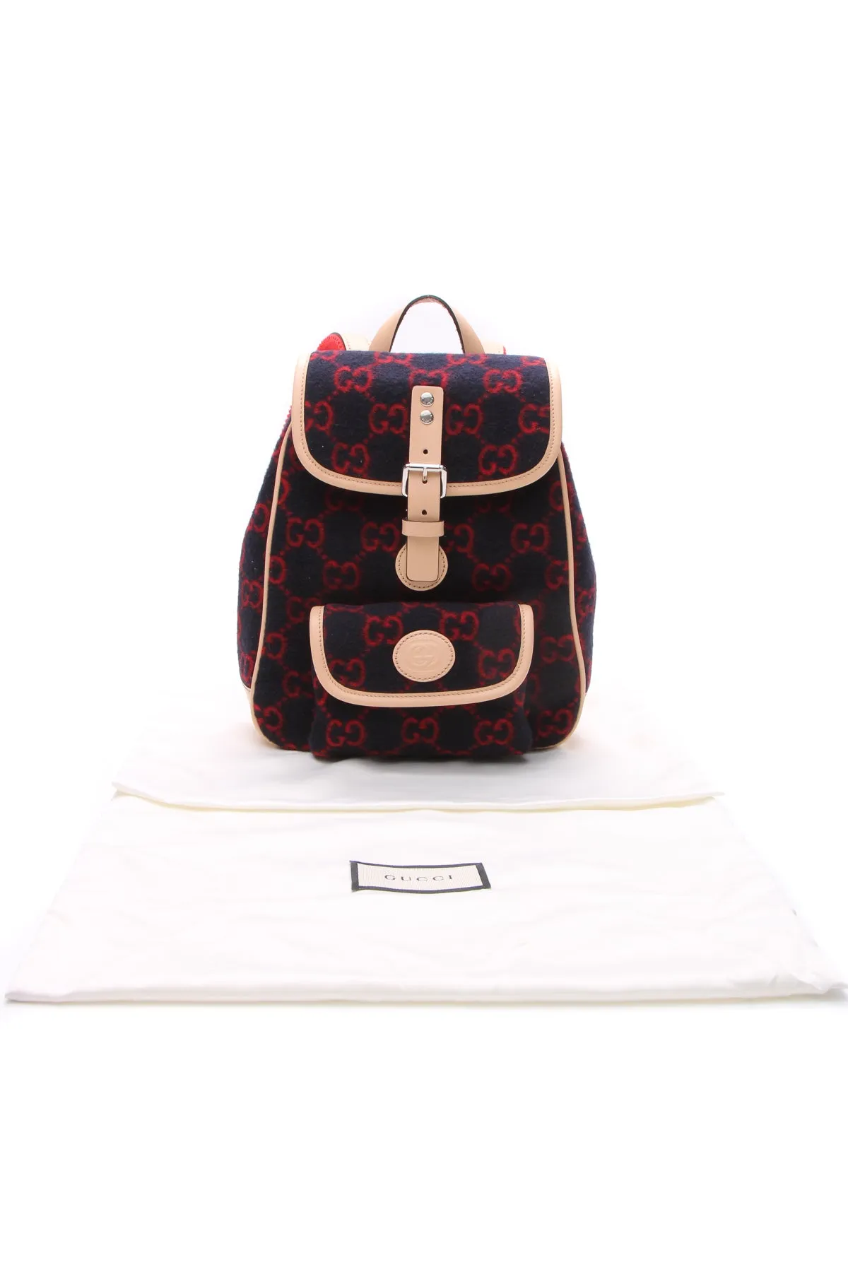 Wool Children's Backpack - Navy/Red