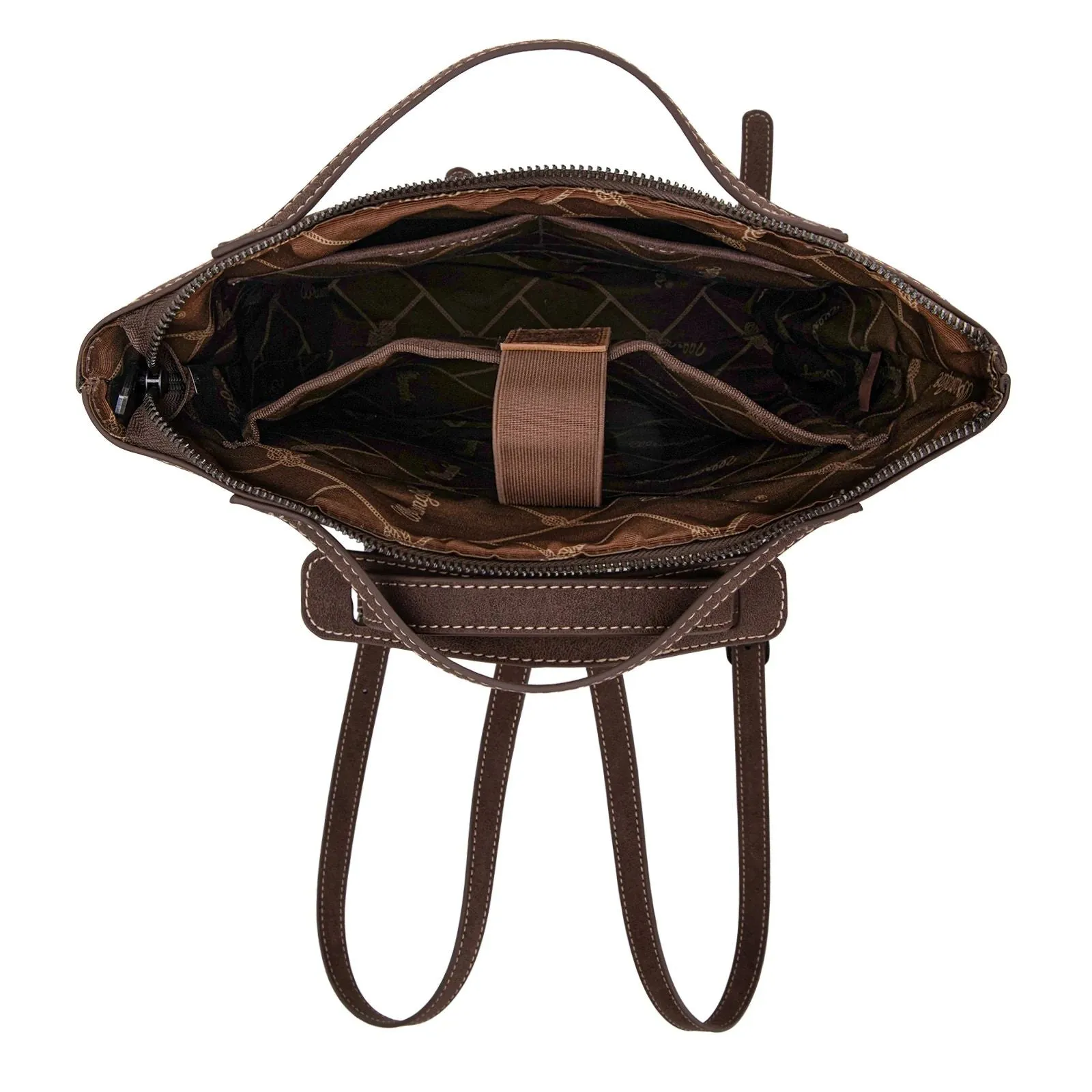 Wrangler Genuine Hair-On Cowhide Floral Tooled Convertible Backpack or Crossbody