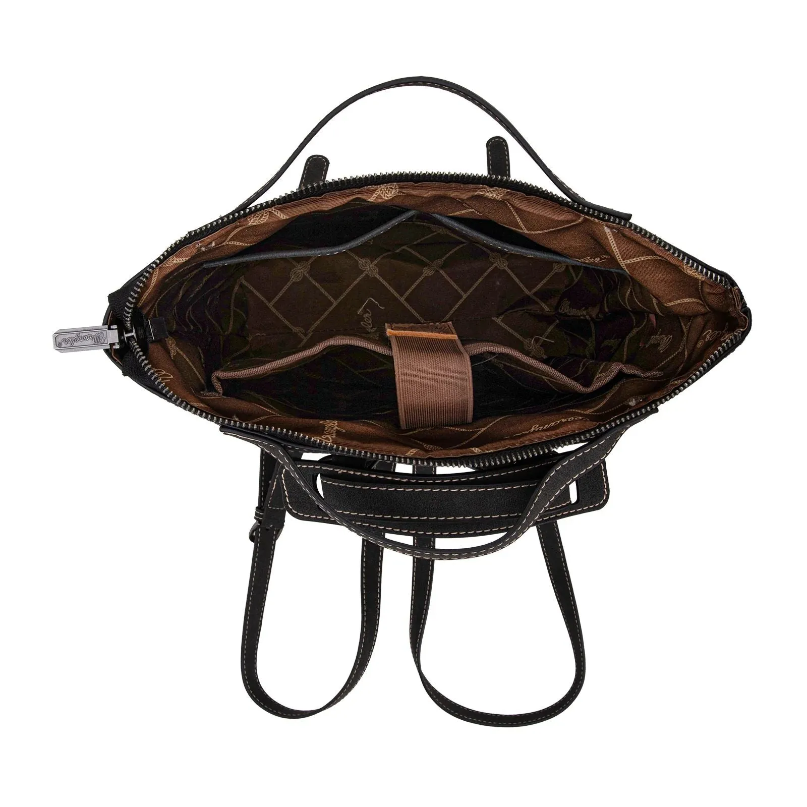 Wrangler Genuine Hair-On Cowhide Floral Tooled Convertible Backpack or Crossbody
