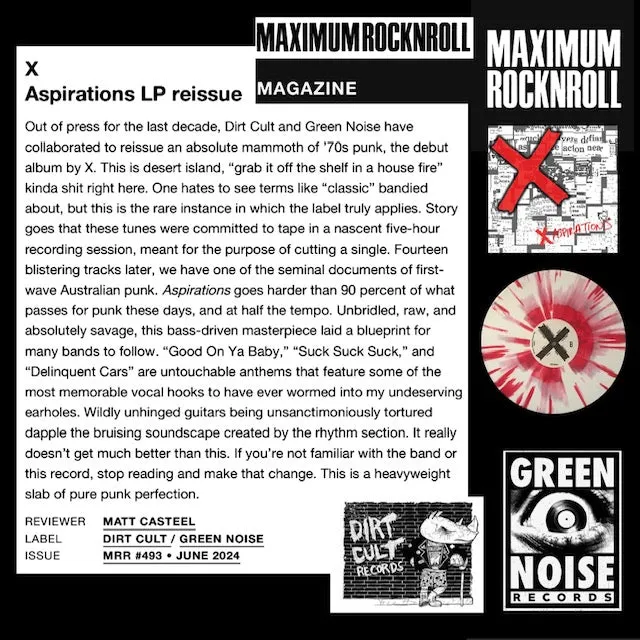 X [Australia 1979]- Aspirations [SPLATTER or BLACK VINYL] - New LP