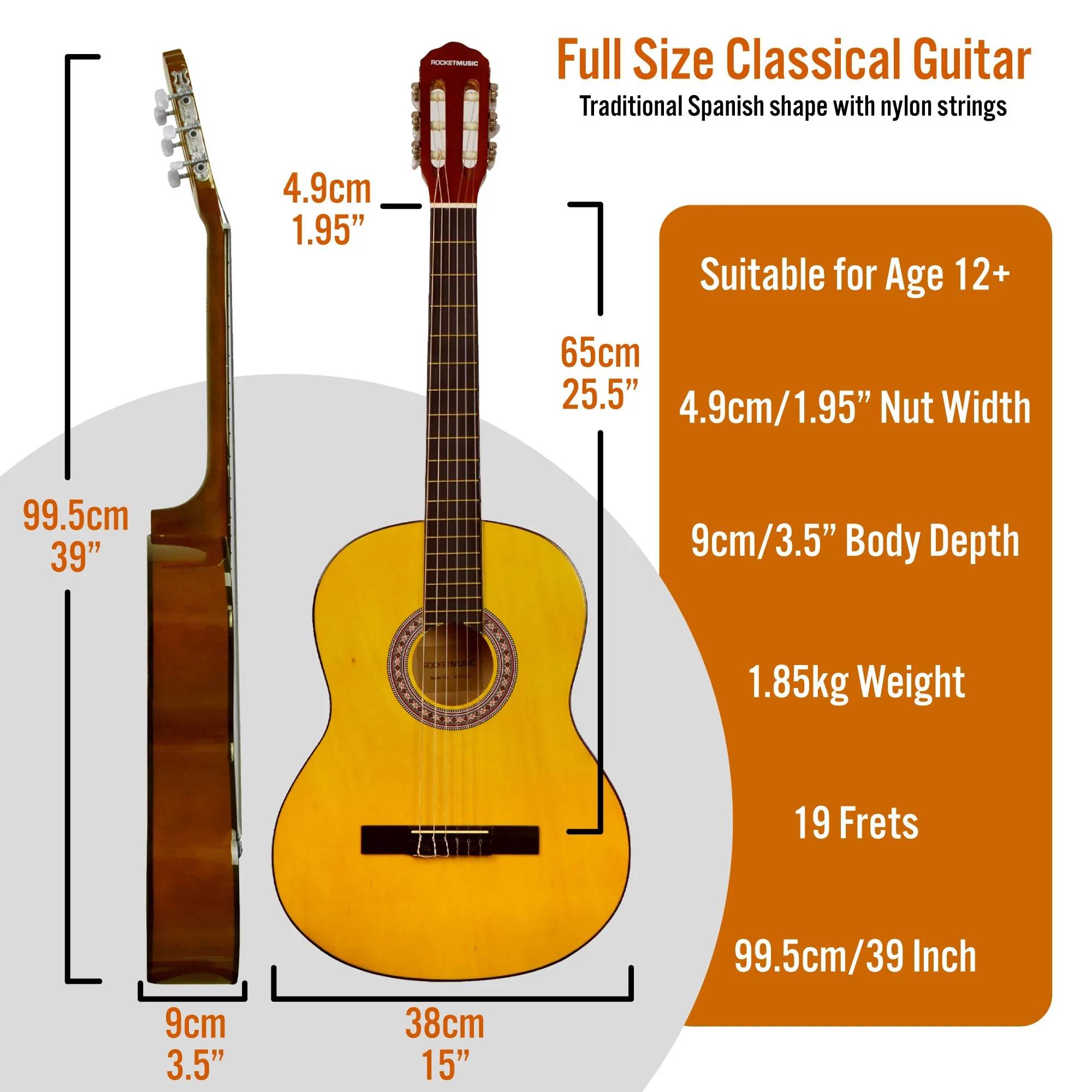 XF Full Size Classical Guitar Starter Pack