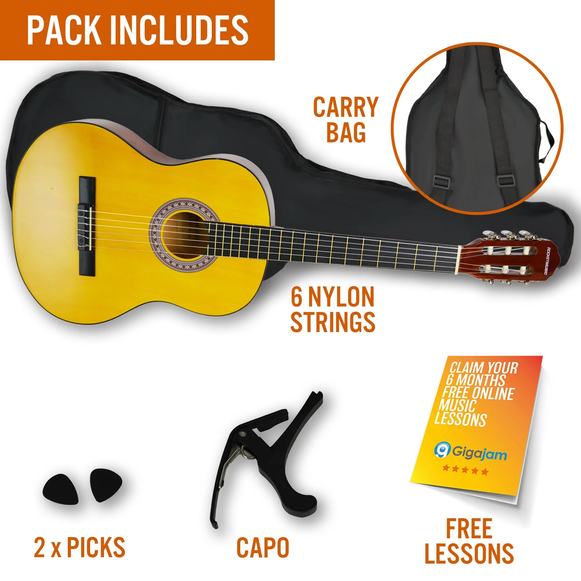 XF Full Size Classical Guitar Starter Pack