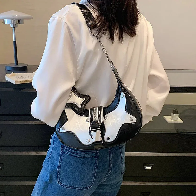 Y2K Metallic Moon Bag
