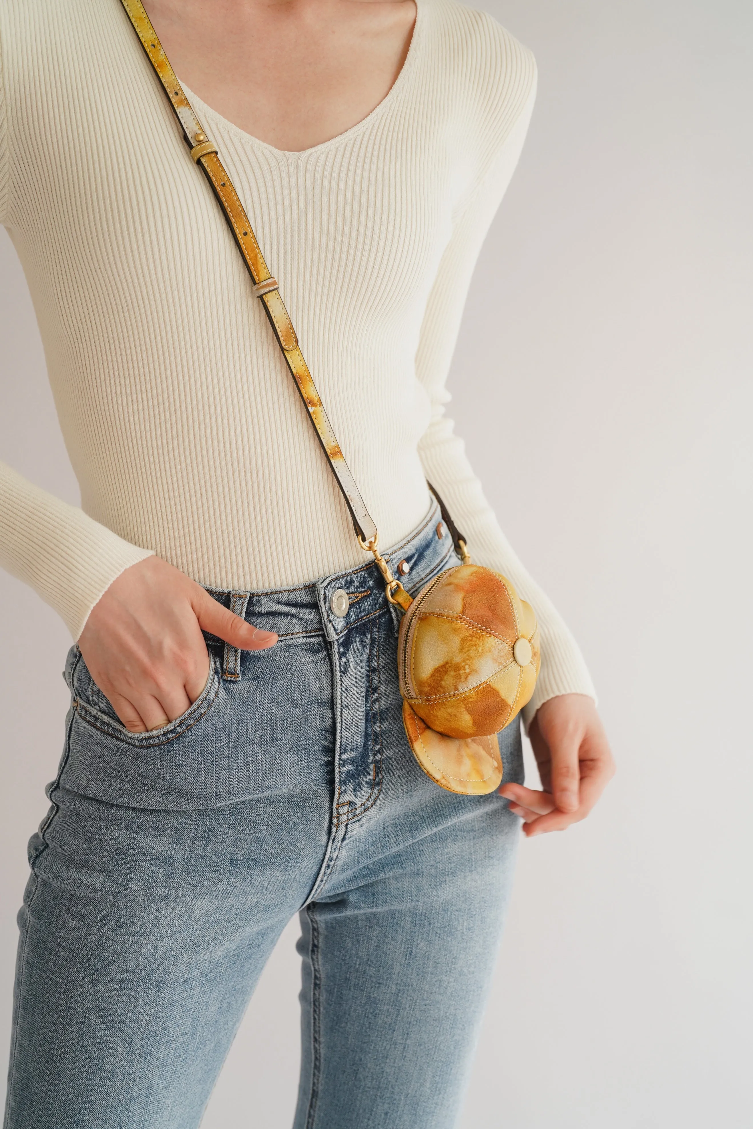 Yellow Cap Leather Mini Bag