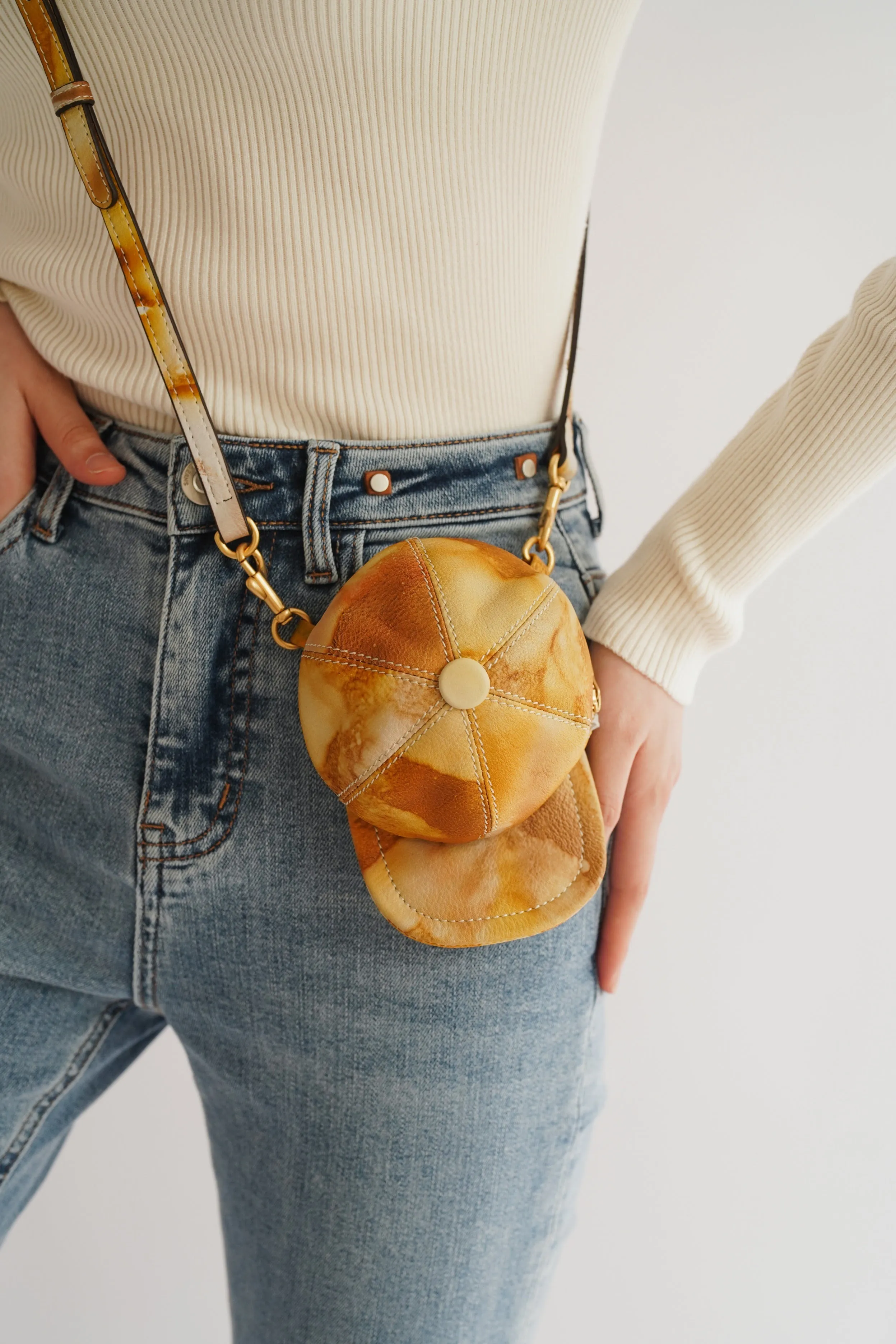 Yellow Cap Leather Mini Bag