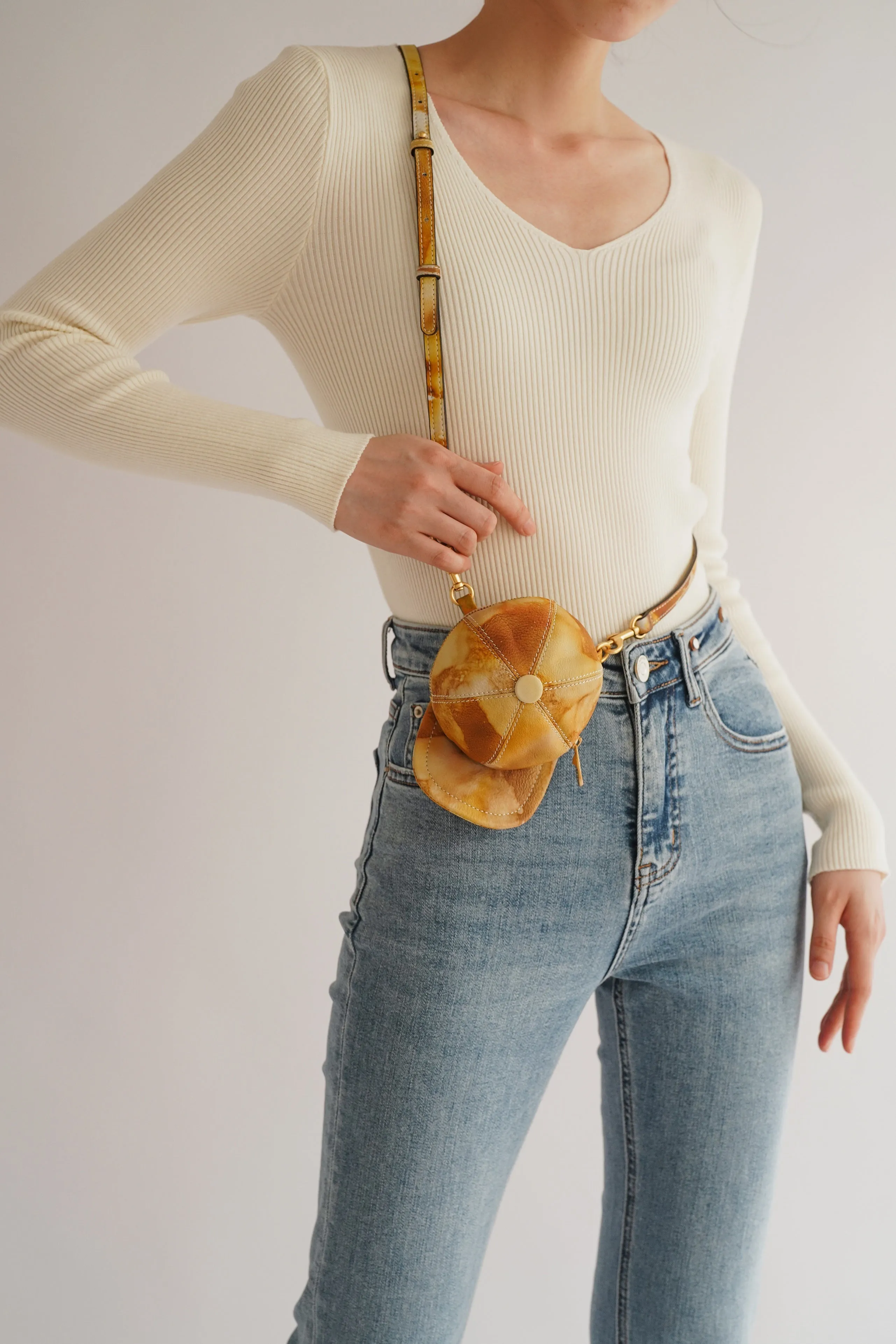 Yellow Cap Leather Mini Bag