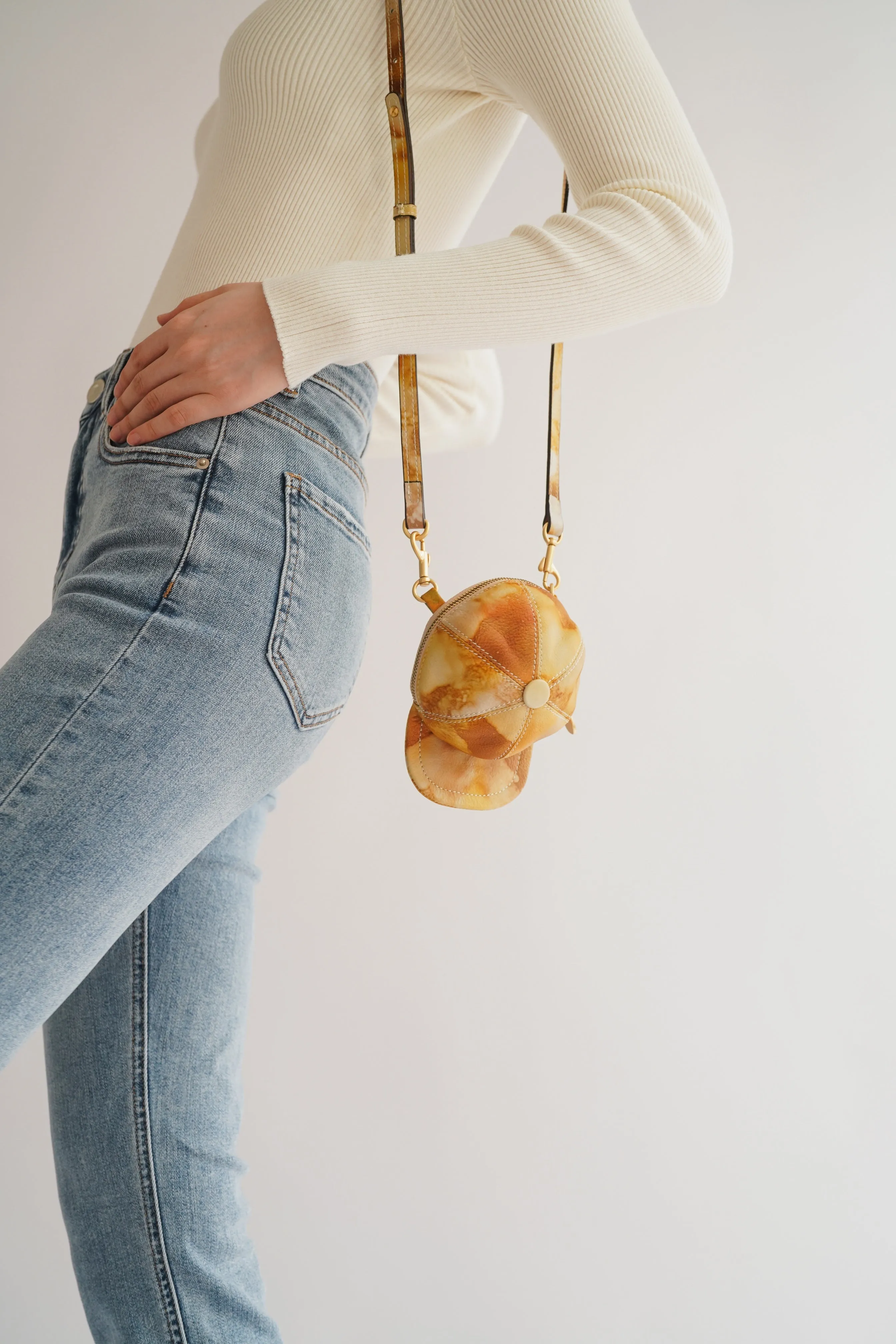 Yellow Cap Leather Mini Bag