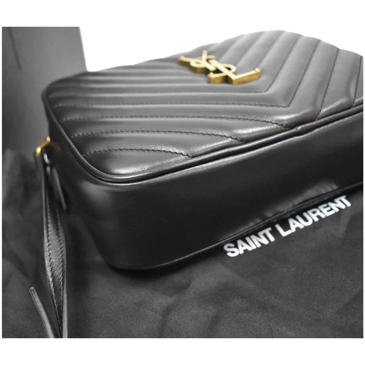 YVES SAINT LAURENT Lou Leather Camera Crossbody Bag Black
