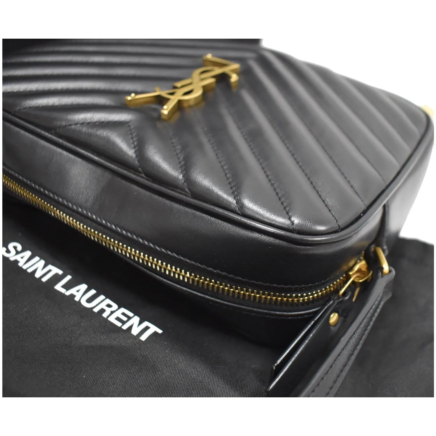 YVES SAINT LAURENT Lou Leather Camera Crossbody Bag Black