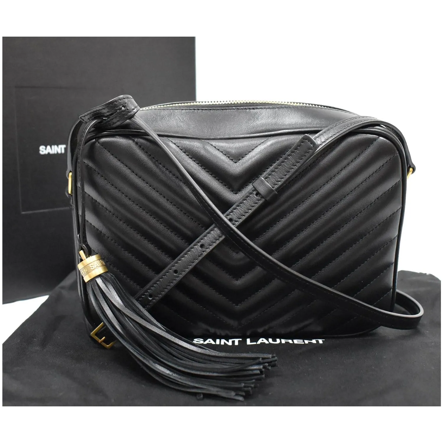 YVES SAINT LAURENT Lou Leather Camera Crossbody Bag Black