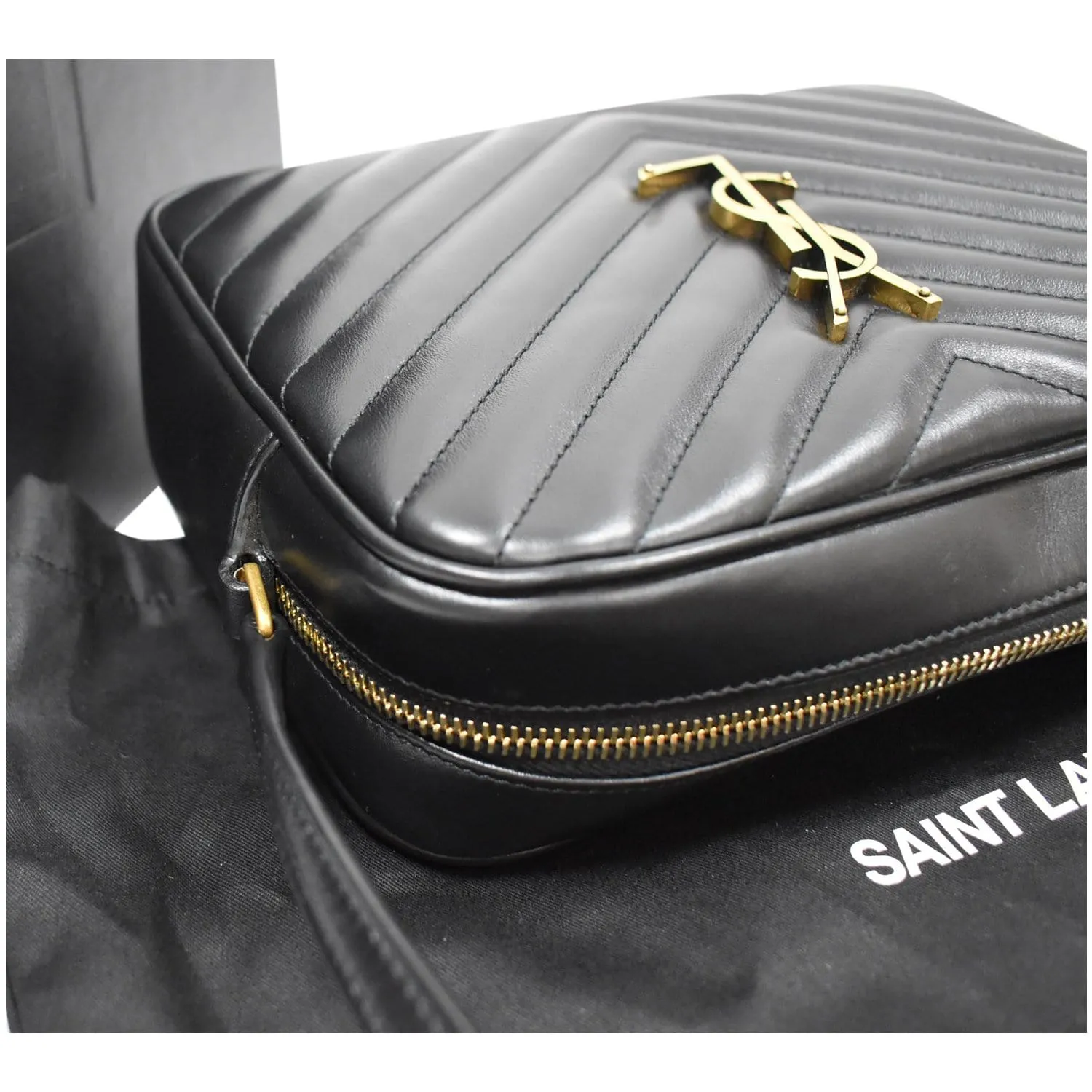 YVES SAINT LAURENT Lou Leather Camera Crossbody Bag Black