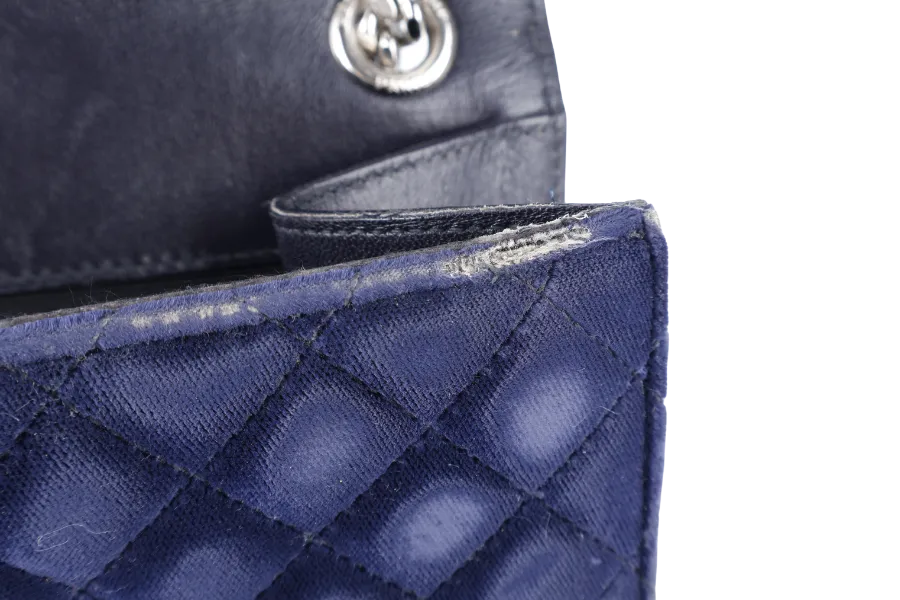 YVES SAINT LAURENT (YSL) SULPICE CROSSBODY NAVY SUEDE LEATHER BAG SILVER HARDWARE NO DUST COVER