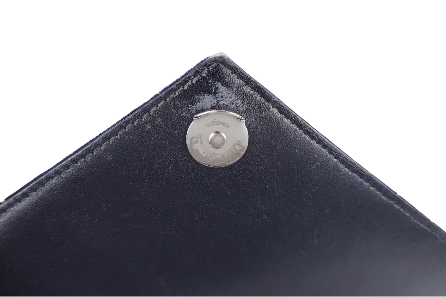YVES SAINT LAURENT (YSL) SULPICE CROSSBODY NAVY SUEDE LEATHER BAG SILVER HARDWARE NO DUST COVER