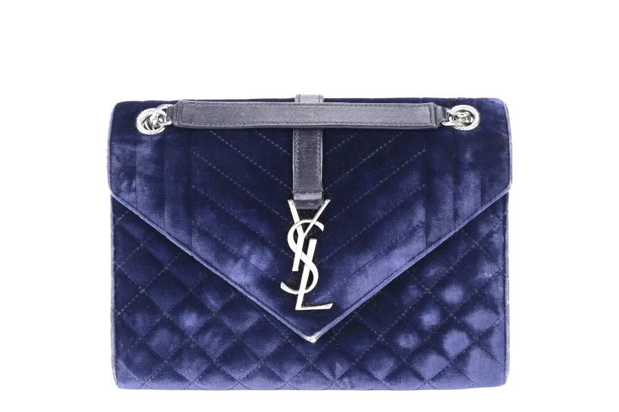 YVES SAINT LAURENT (YSL) SULPICE CROSSBODY NAVY SUEDE LEATHER BAG SILVER HARDWARE NO DUST COVER